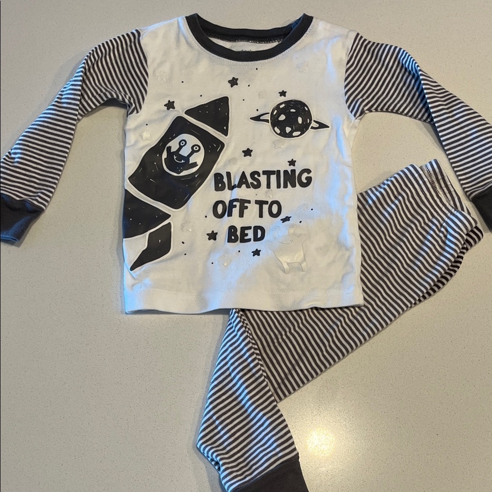 Just Adorable!Space Toddler Pajamas - Black and White